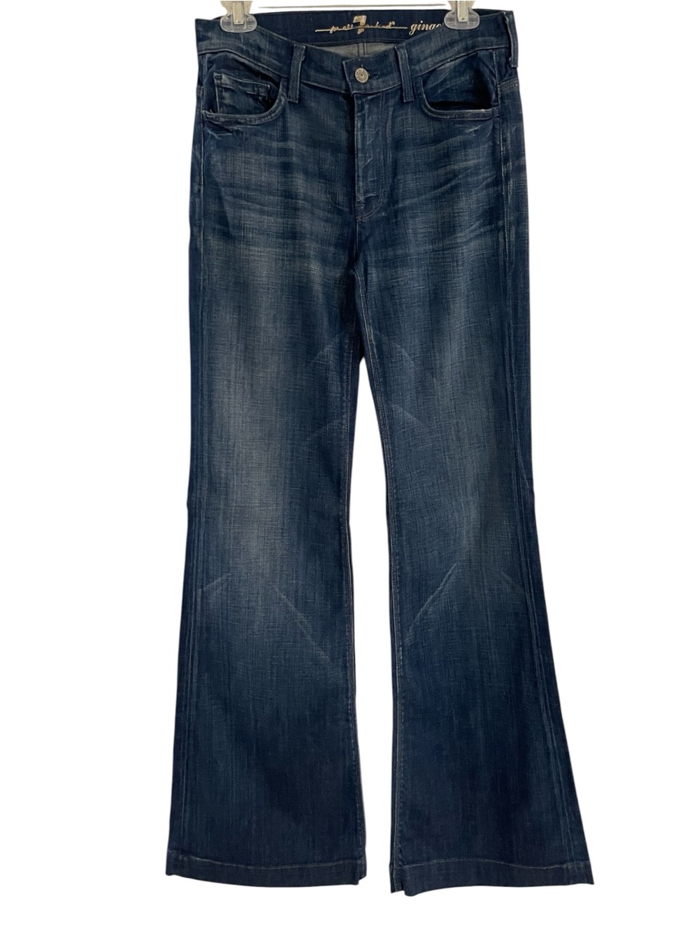 7 For All Mankind Medium Blue Vintage Wide Leg Stretch Jeans Mid-Rise Size 28